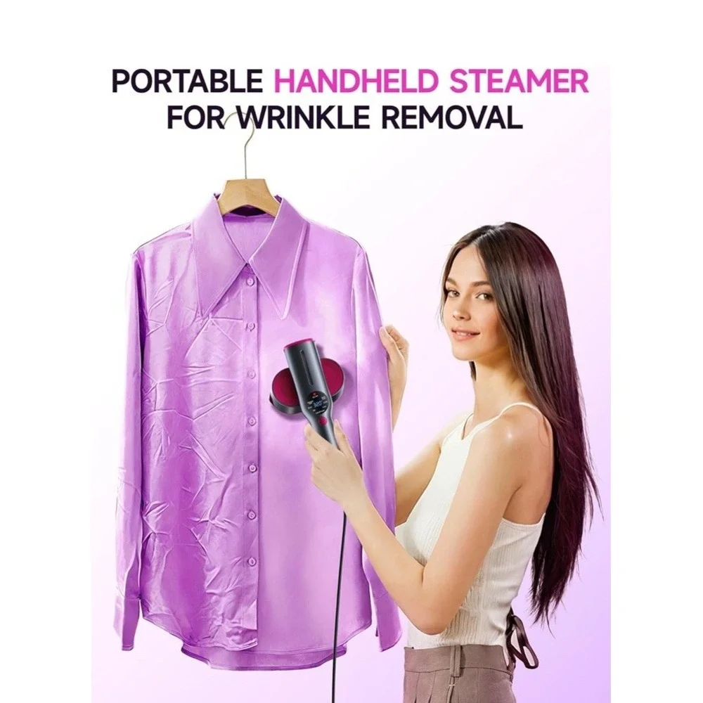 Dr Flash 2-in-1 Handheld Garment Steamer & Dry Iron 1200W Ceramic Grey/Pink -NEW